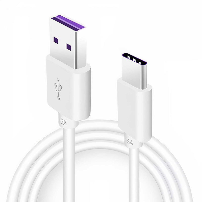 White USB-A to USB-C fast charging cable