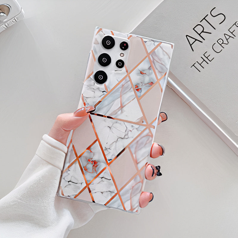Geometrical pink and gold marble shell for Samsung Galaxy A