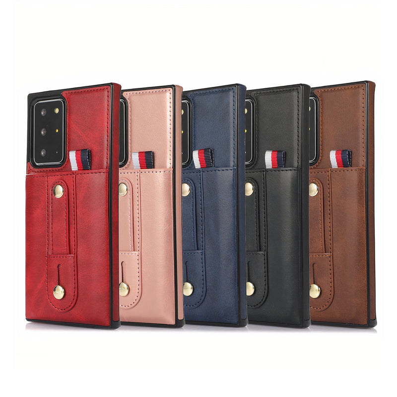 Samsung Galaxy Note case in vintage artificial leather with integrated hand strap