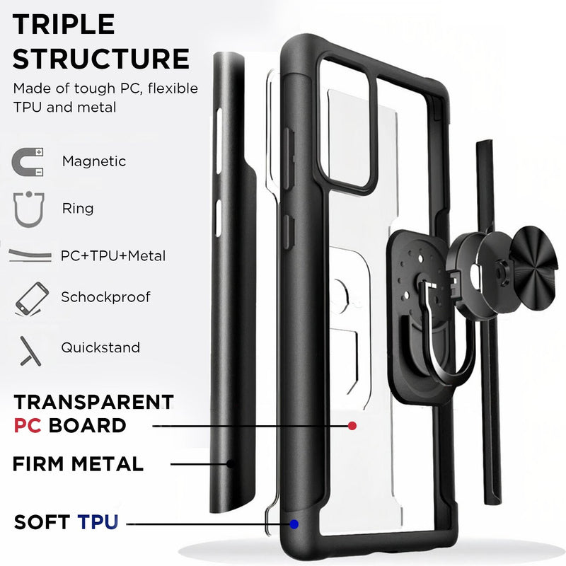 Samsung Galaxy A Transparent Armor Case with Metallic Ring Holder