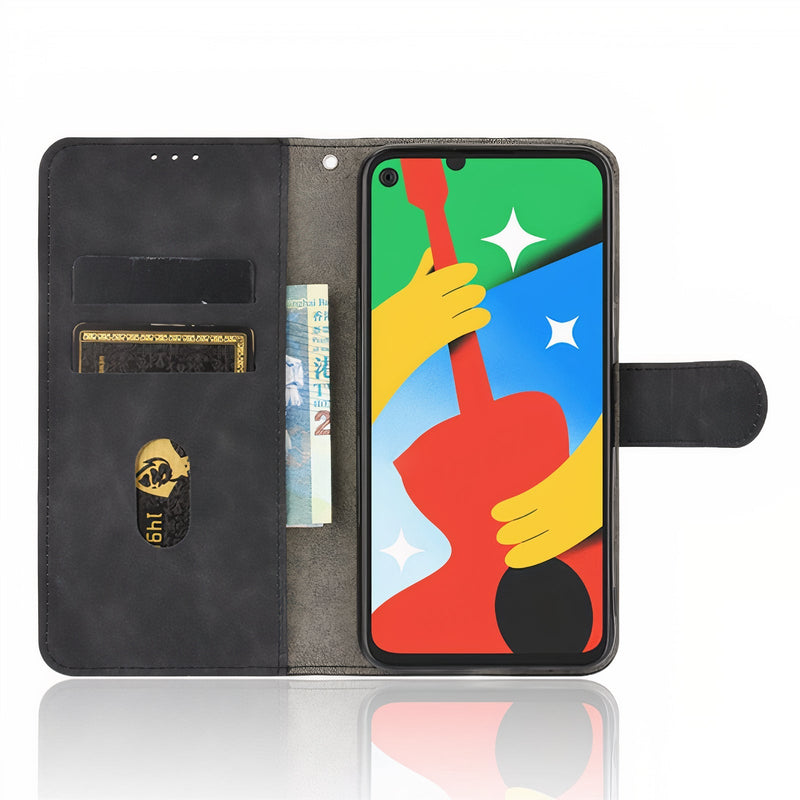 Leatherette flip case with card holder and hand strap for Google Pixel