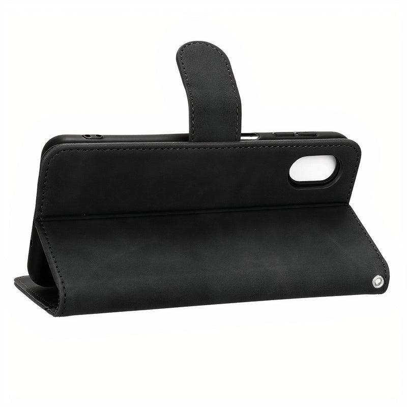 Leatherette flip case with card holder and strap for Samsung Galaxy S