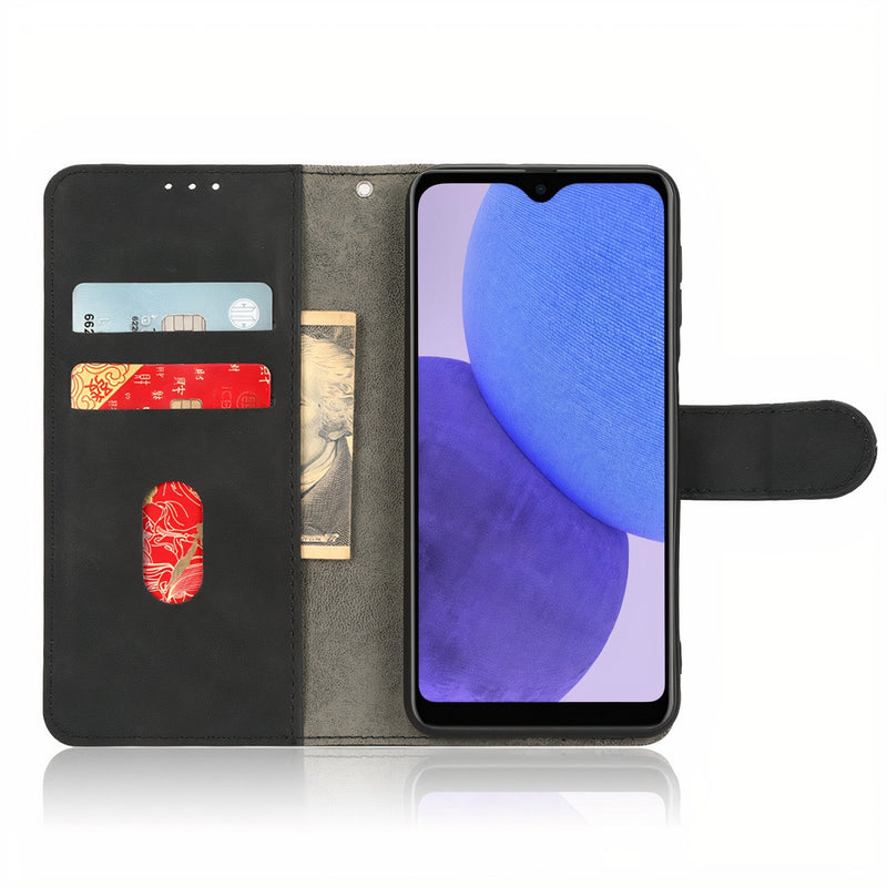 Leatherette flip case with card holder and wrist strap for Samsung Galaxy A