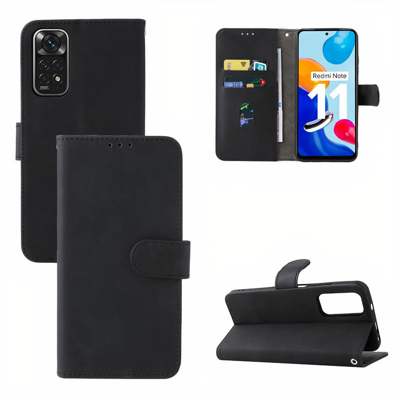 Leatherette flip case with card holder and hand strap for Xiaomi Redmi Note