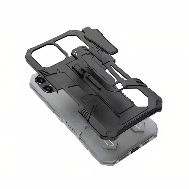 Shockproof iPhone case with clip and 2-in-1 kickstand