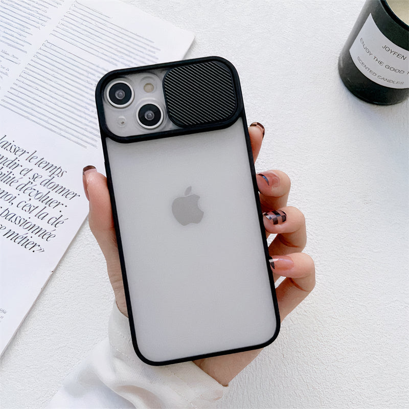 Minimalist case with sliding camera protection for iPhone