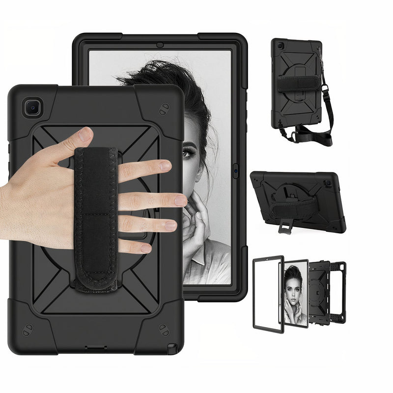 Samsung Galaxy Tab S case shockproof silicone outer frame with crutch handle and shoulder strap