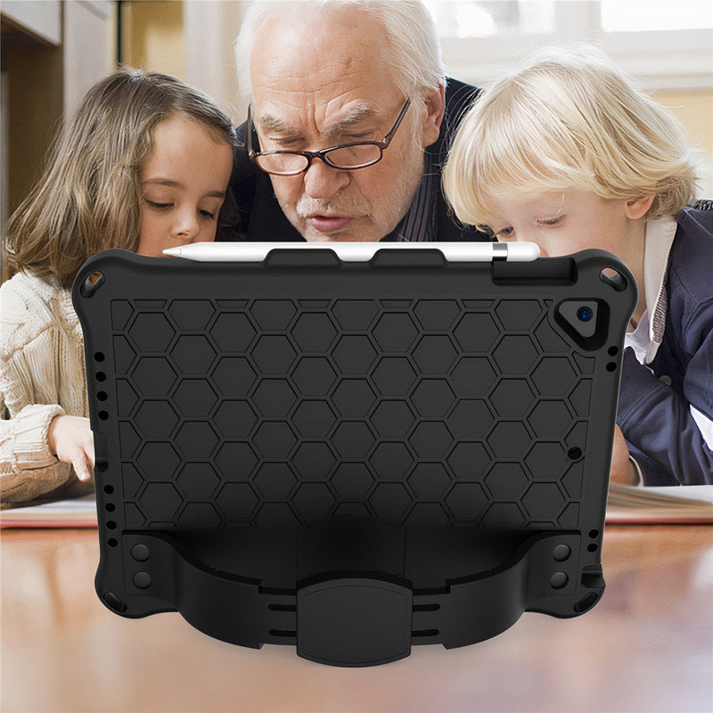 Hard foam iPad shell with malleable support handle