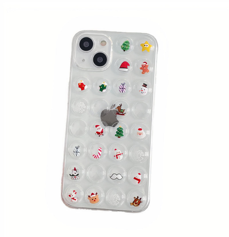 iPhone case with smooth edges and Christmas bubbles on the back