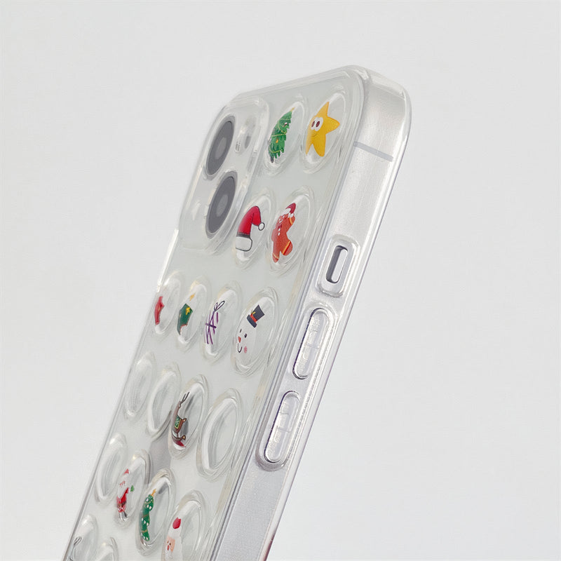 iPhone case with smooth edges and Christmas bubbles on the back