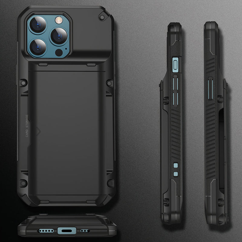 Full armor case for iPhone with sliding card holder