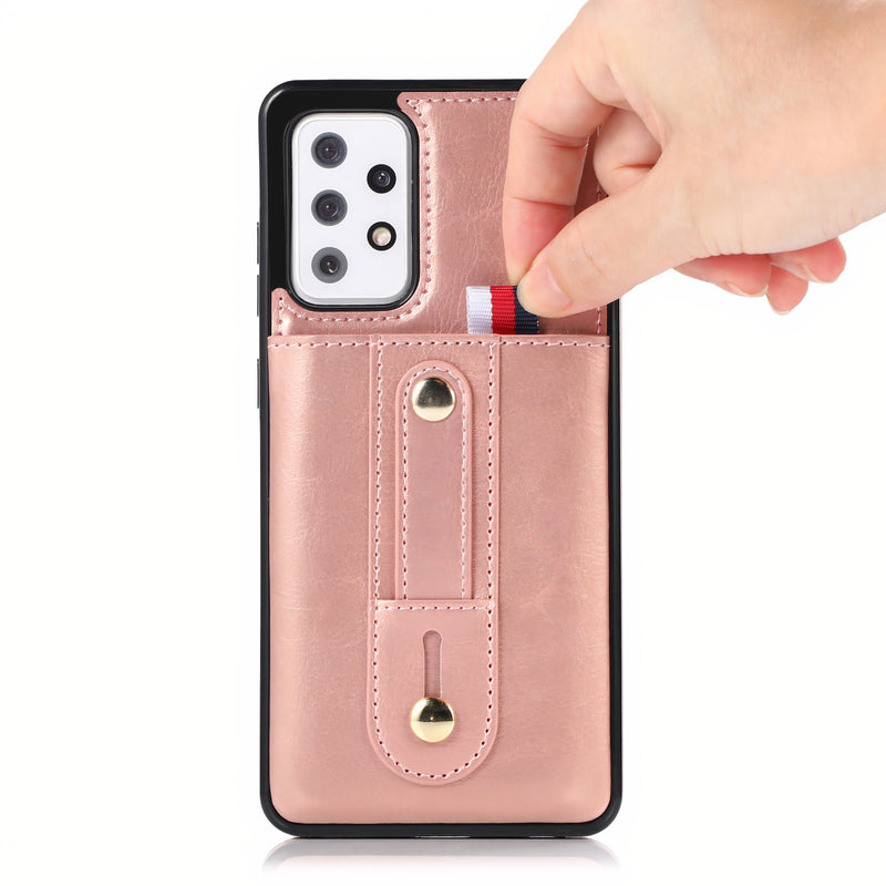 Samsung Galaxy A case in vintage artificial leather with integrated hand strap