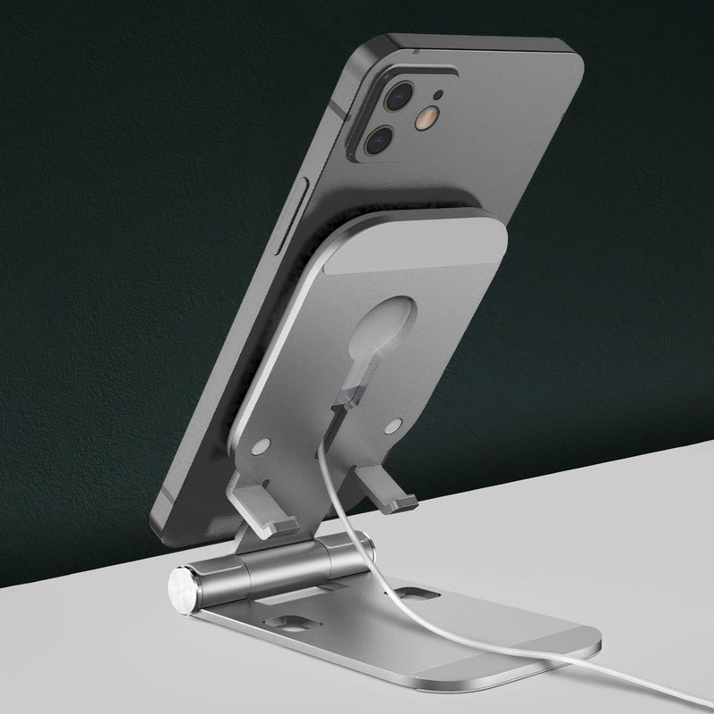 Desktop phone holder with Magsafe charger attachment