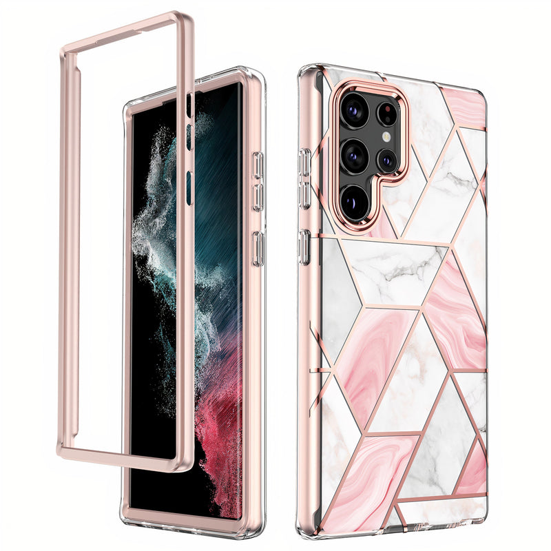 Pink and gold marble geometric two-piece shell for Samsung Galaxy Note