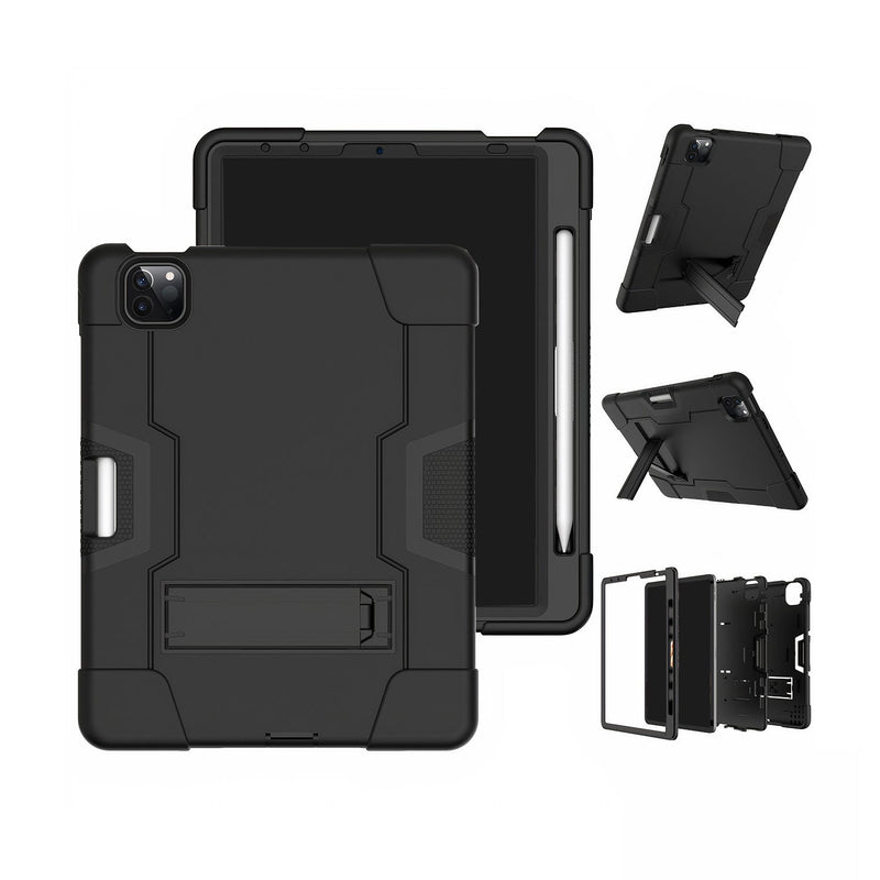 Integral anti-shock case for iPad with integrated kickstand