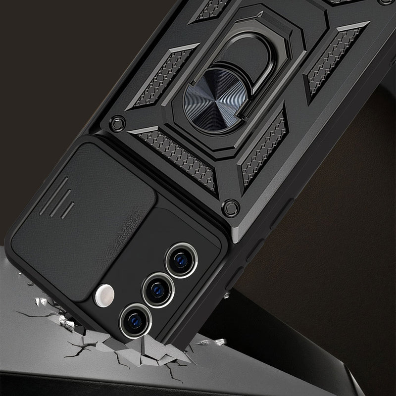 Shockproof armor case with sliding camera protection for Samsung Galaxy S
