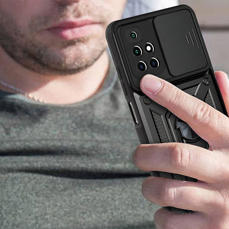 Shockproof armor case with sliding camera protection for Xiaomi Redmi