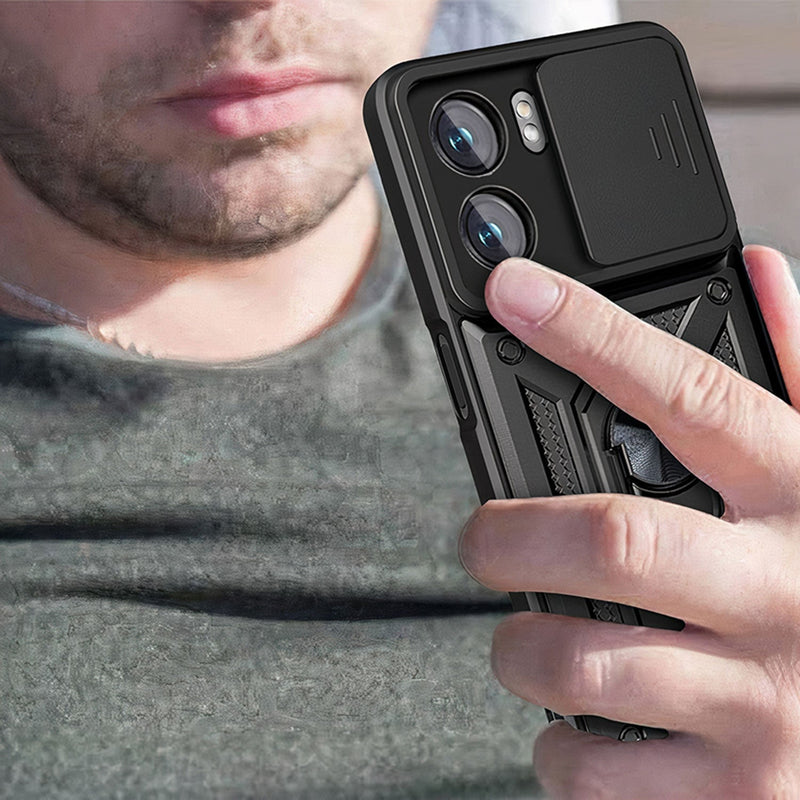 Shockproof armor case with sliding camera protection for Oppo A