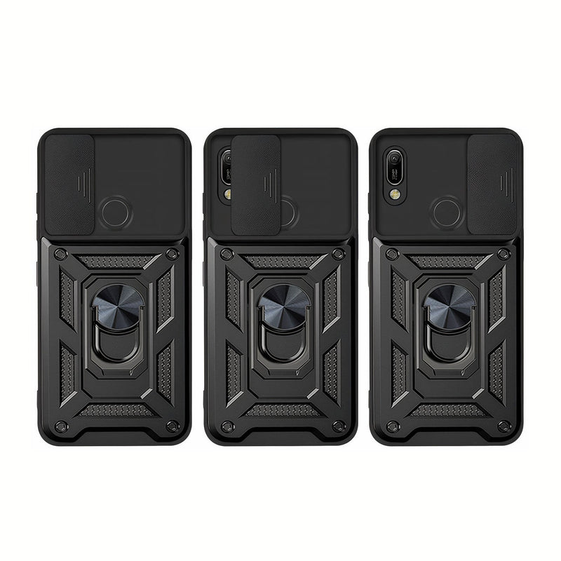 Shockproof armor case with sliding camera protection for Huawei Y
