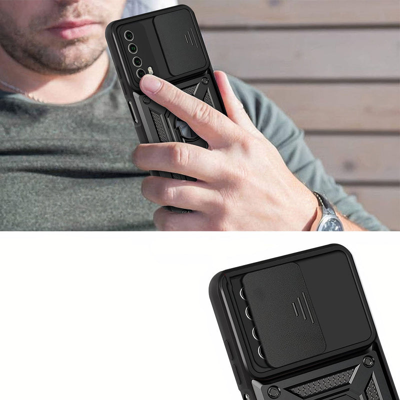 Shockproof armor case with sliding camera protection for Huawei P
