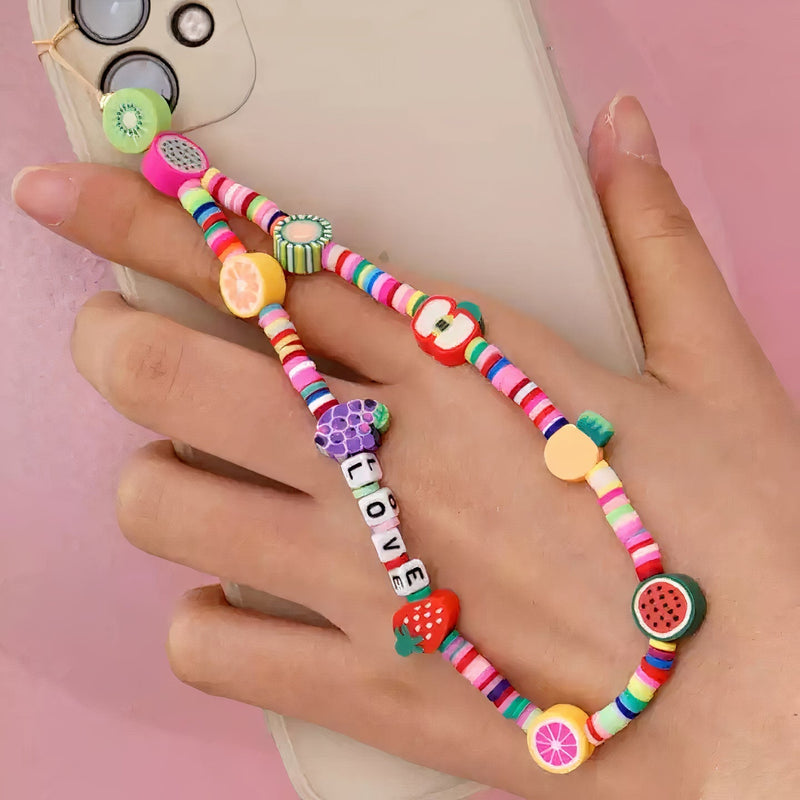 Jewel phone strap clay beads