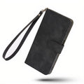 Leatherette flip case with card holder and strap for Samsung Galaxy S