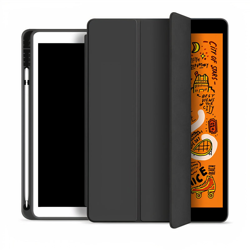 Smart folding case with pen holder and flap for iPad