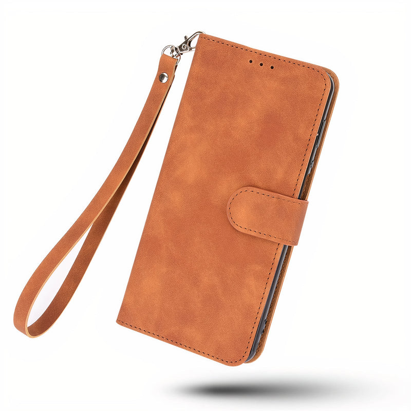Leatherette flip case with card holder and wrist strap for Samsung Galaxy A