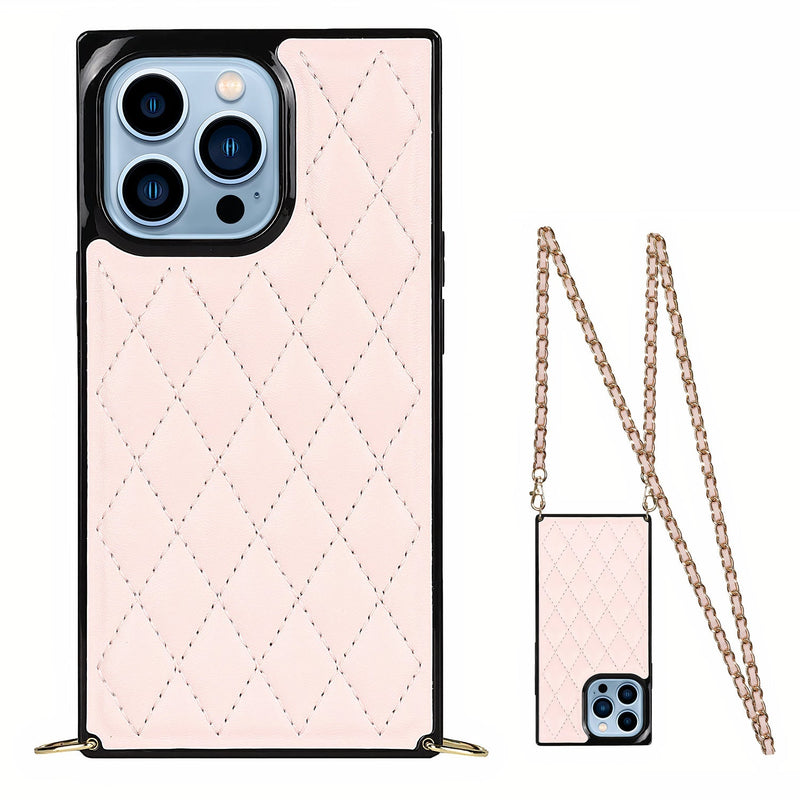 Colored iPhone case with luxurious quilted effect and refined strap