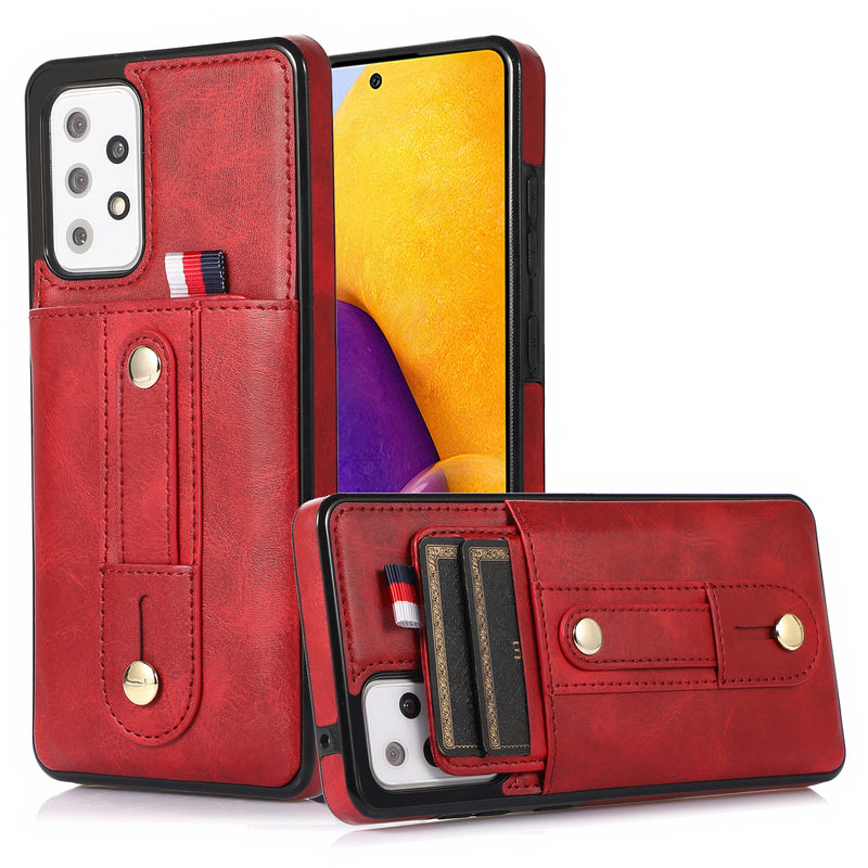 Samsung Galaxy A case in vintage artificial leather with integrated hand strap