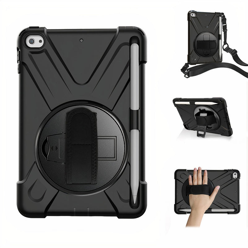 Integral anti-shock case with handle and shoulder strap for iPad