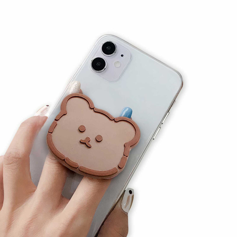 Cute brown bear pop-out phone holder