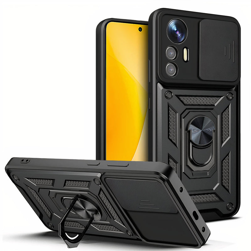 Shockproof armor shell with sliding camera protection for Xiaomi Mi