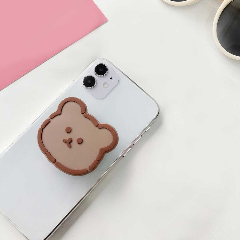Cute brown bear pop-out phone holder