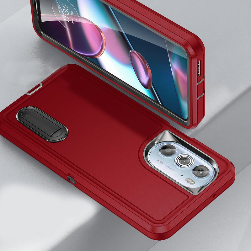 Motorola Edge three-piece hybrid shell with front frame protection and kickstand