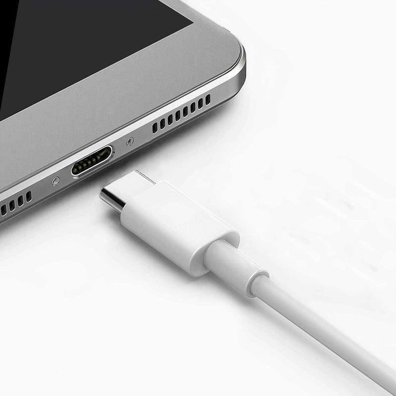 White USB-A to USB-C fast charging cable