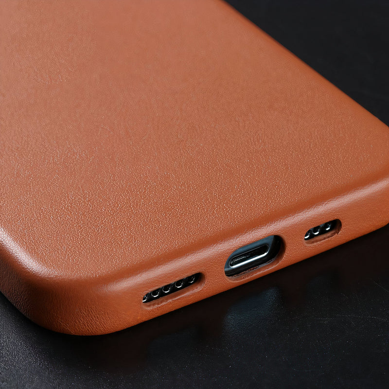 Slim leatherette case compatible with Magsafe for iPhone