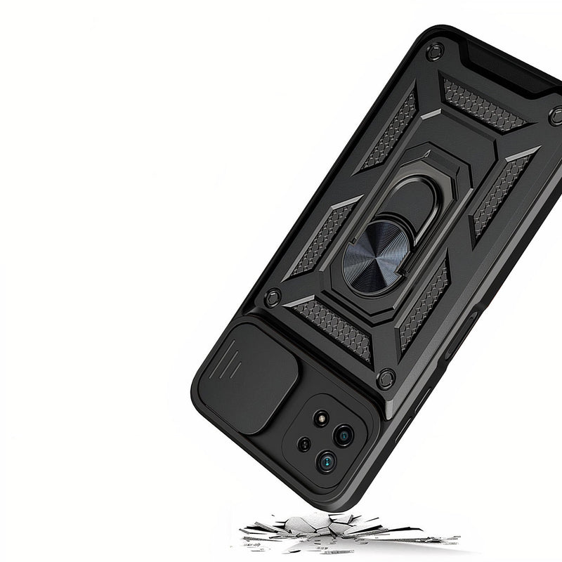 Shockproof armor case with sliding camera protection for Samsung Galaxy A