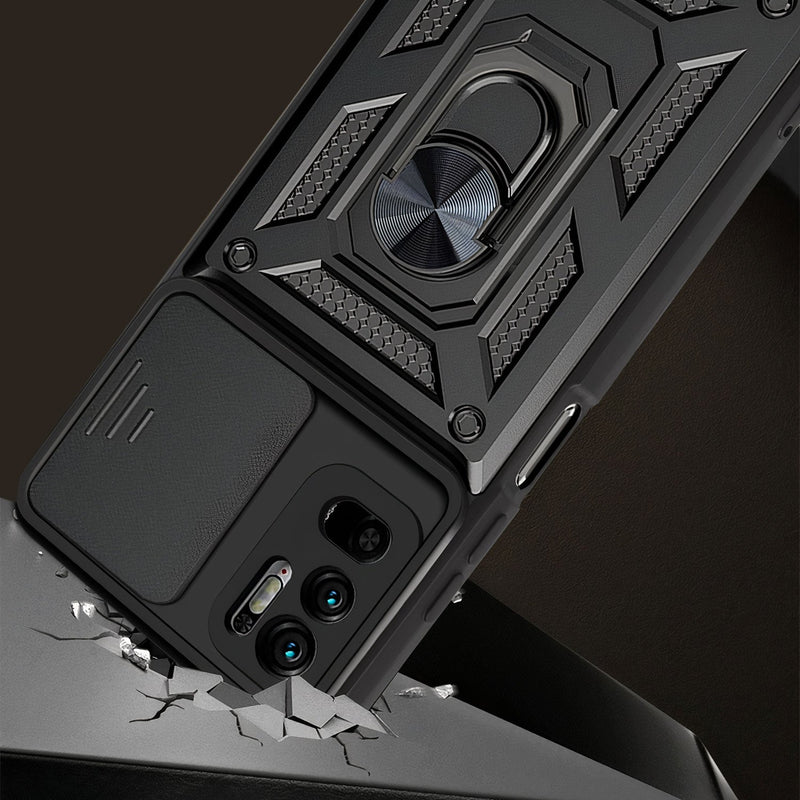 Shockproof armor case with sliding camera protection for Xiaomi Redmi Note
