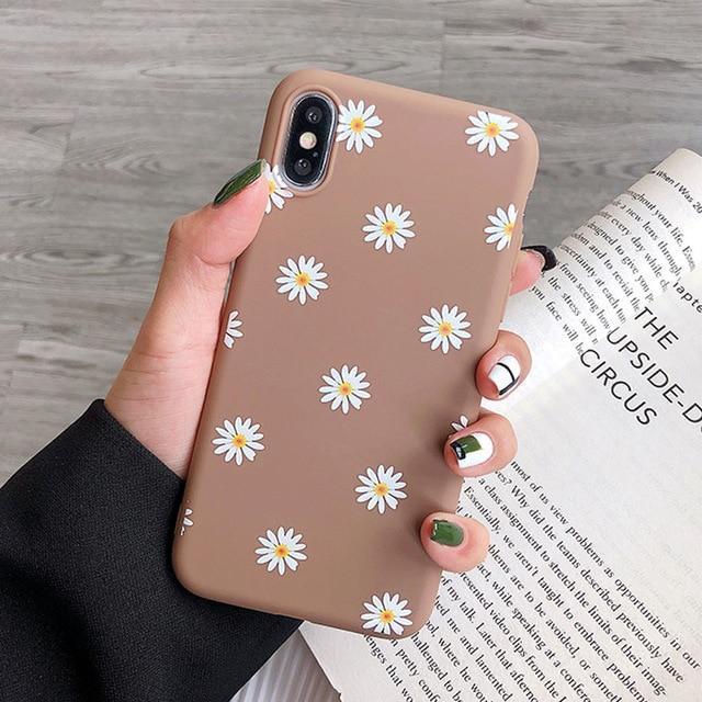 Flexible Silicone Daisies on Colored Background iPhone Case