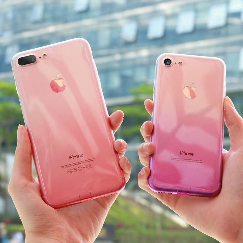 coque iphone transparente dégradé rose