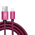 USB to Lightning Colored Braided Nylon Cable 7.8 in/3.3 ft/6.6 ft/9.8 ft