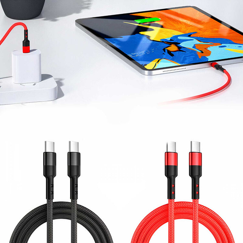 USB-C to USB-C braided nylon cable with fast charging capability