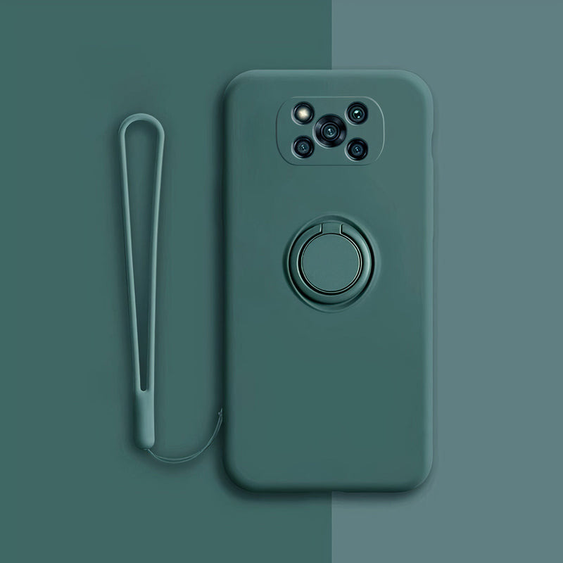 Soft silicone case for Xiaomi Poco with support ring and strap